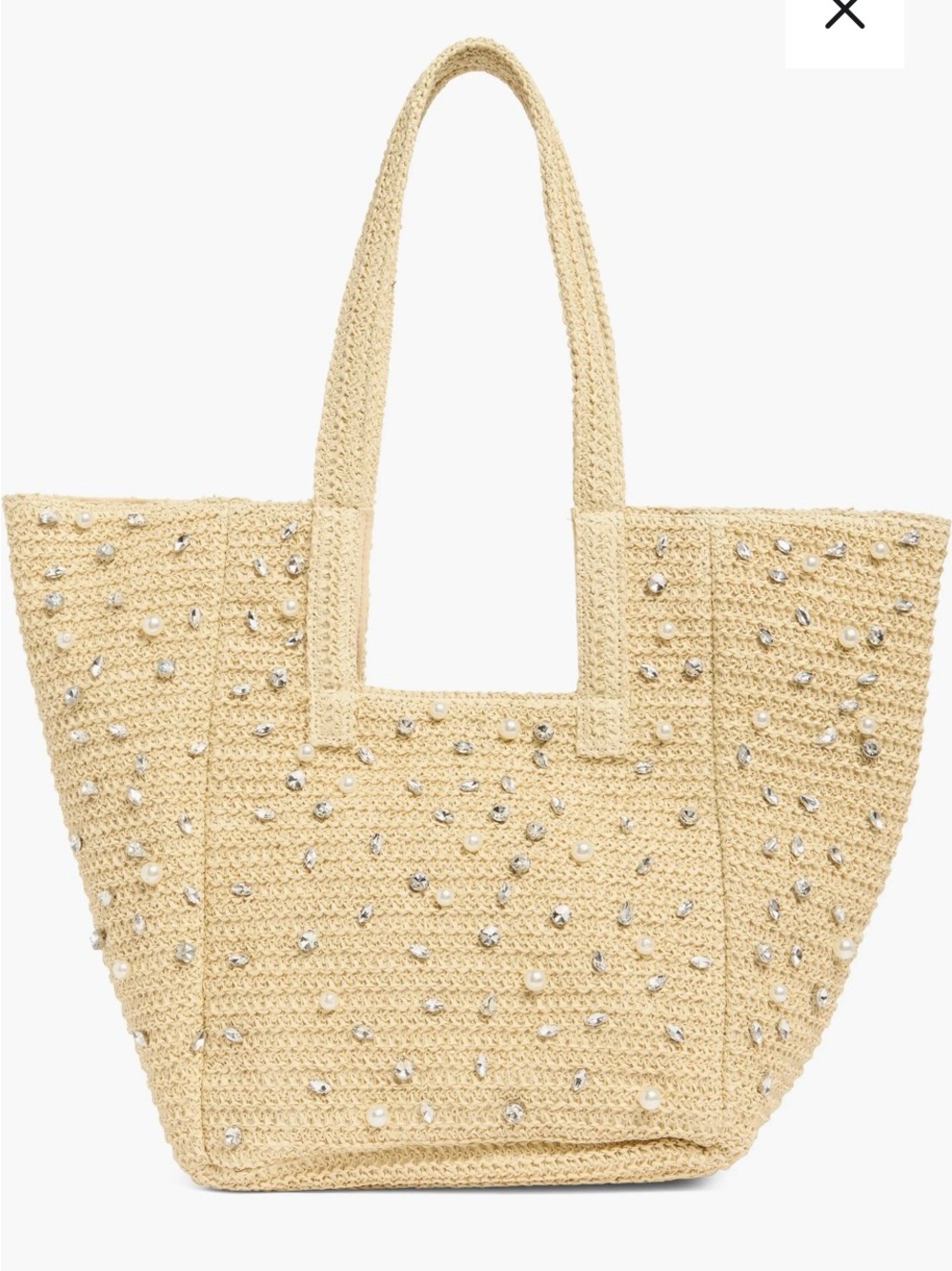 STEVE MADDEN Gemi Embellished Raffia Tote. NWT